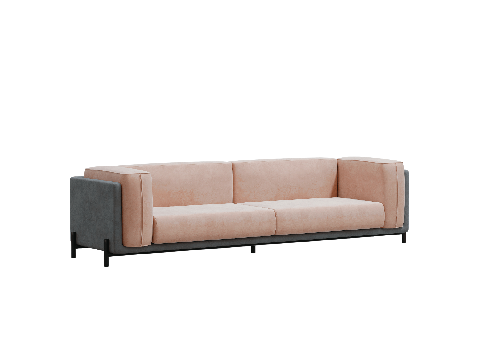 f822 modern two tone velvet sofa | 4 seater contemporary couch
