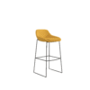 b209 upholstered bar stool with bucket seat & dual optional chrome / matte black metal sled frame
