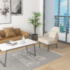 a232 modern luxury linen single leisure chair with armrest (real scene effect)
