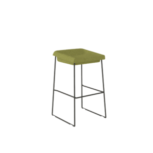 b206 upholstered counter stool with matte black metal sled frame