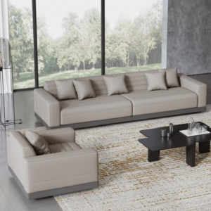 f817 modern leather sofa | contemporary living room furniture (real scene effect)