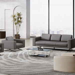 f830 modern minimalist sofa | contemporary 3 seater leather couch (real scene effect)