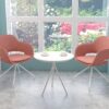 y608 hollow cutout arm modular fabric accent chair with 7 optional bases | factory wholesale (real scene effect)